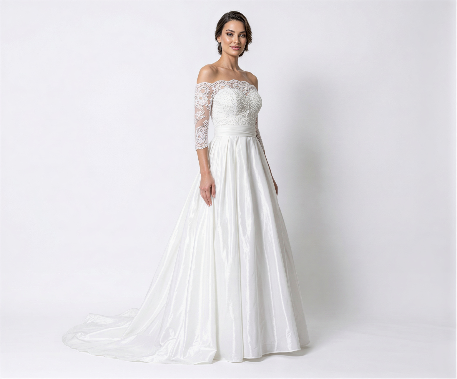 Vestido de Noiva com Corpete em Renda